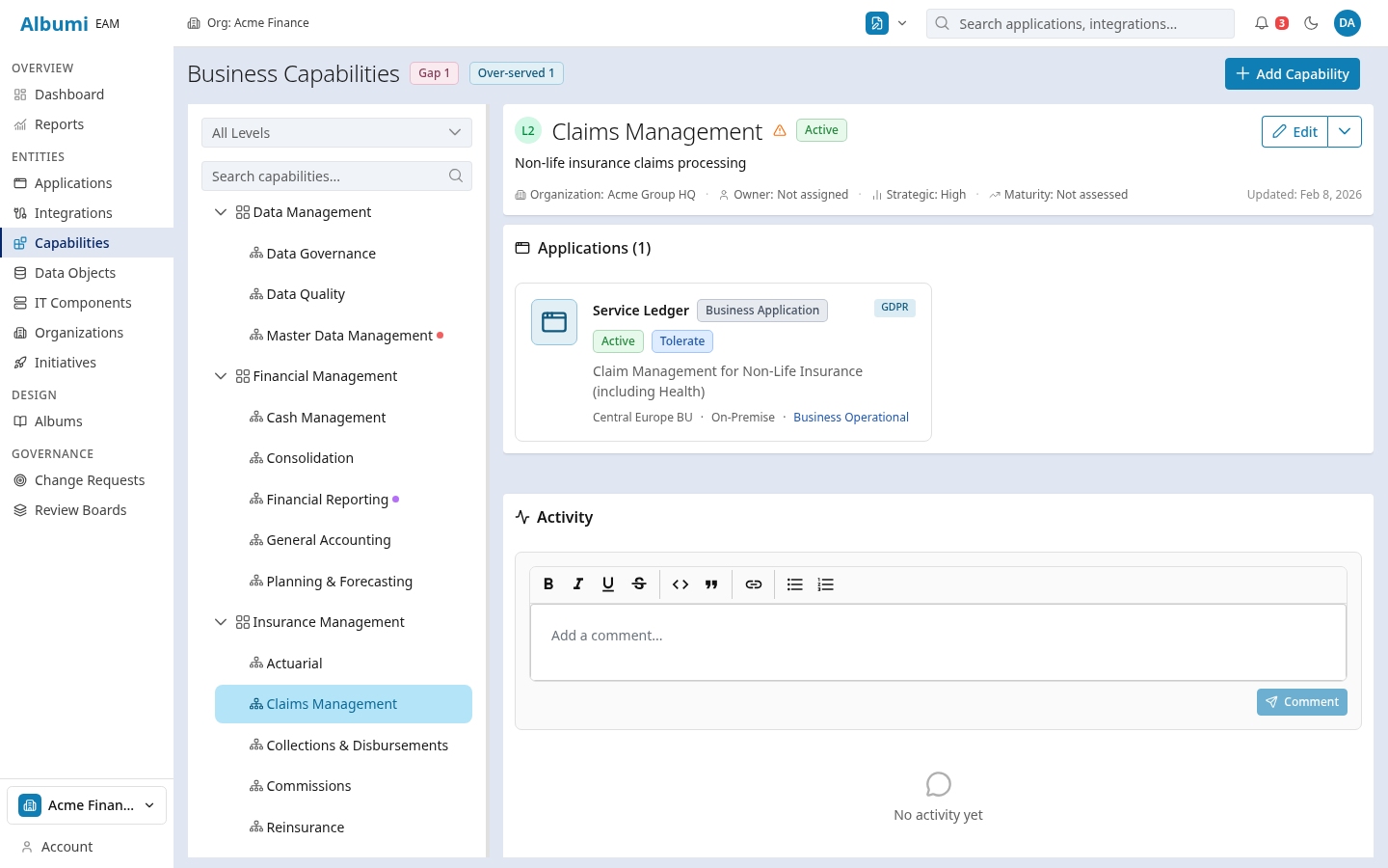 Capability Detail View